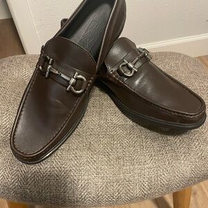 Salvatore Ferragamo Dark Brown Leather Loafers